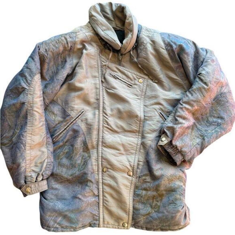 Vintage 80s 90s Oversized Abstract Pattern Thunder Bay Jacket Retro Rare